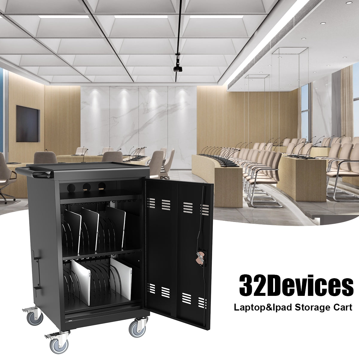 Mobile Charging Cart and Cabinet for Tablets Laptops 30-Device - V.I.P Digital Presence