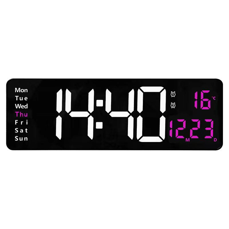 13/16 Inches Large LED Digital Wall Clock ,Wall Mounted Remote Control Temperature Date Week Display Timer Dual Alarm Clock - V.I.P Digital Presence