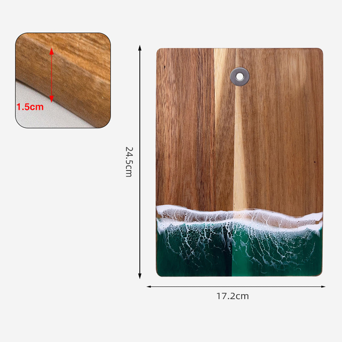Wood Cutting Board Resin Blue green Wave Pattern - V.I.P Digital Presence