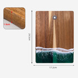 Wood Cutting Board Resin Blue green Wave Pattern - V.I.P Digital Presence