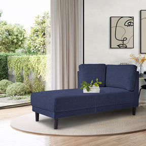 65" Mid-Century Modern Linen Fabric Corner Lounge Chair, Upholstered Indoor Chaise Lounge Solid Wood Sofa Bed for Bedroom - V.I.P Digital Presence