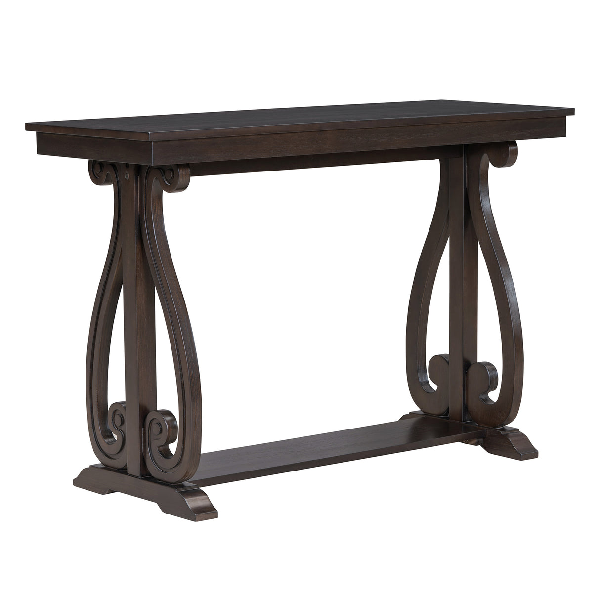 48-Inch Rustic Vintage Console Table --- Farmhouse Style Entryway Table with Open Shelf and Sturdy Construction  (Espresso) - V.I.P Digital Presence
