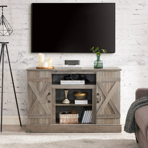 Farmhouse Classic Media TV Stand Antique Entertainment Console for TV up to 50" with Open and Closed Storage Space - V.I.P Digital Presence