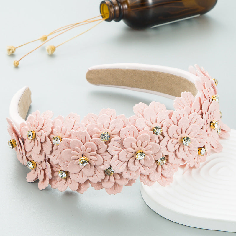 Small Fresh Colorful Flowers Headdress Glass Diamond Retro Headband Female Trendy Hair Band Hair Accessories - V.I.P Digital Presence