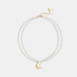 Pearl Titanium Steel Moon Shape Pendant Necklace - V.I.P Digital Presence