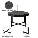 Wooden octagonal retro patchwork craft 30 inch wooden tabletop cross metal leg coffee table (Antique Black) - V.I.P Digital Presence