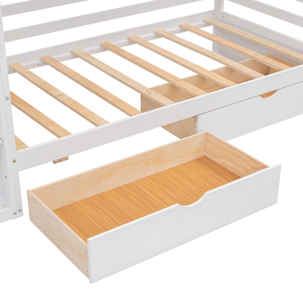 Twin size House Bed with Two Drawers and Wardrobe,White - V.I.P Digital Presence