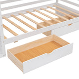 Twin size House Bed with Two Drawers and Wardrobe,White - V.I.P Digital Presence