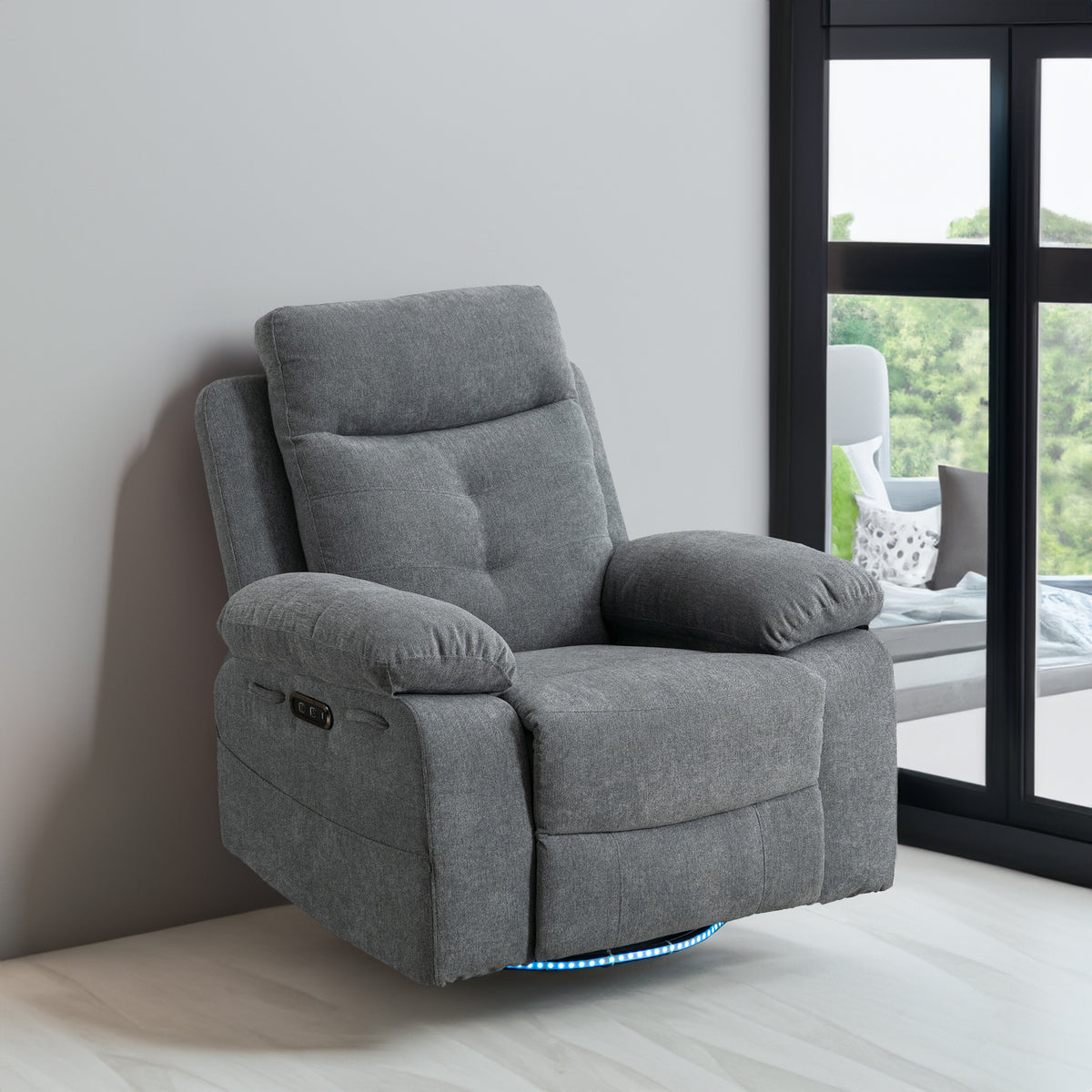 270 degree rotating electric recliner speaker with LED light, USB+C charging port, extendable foot pedal, adjustable backrest - V.I.P Digital Presence
