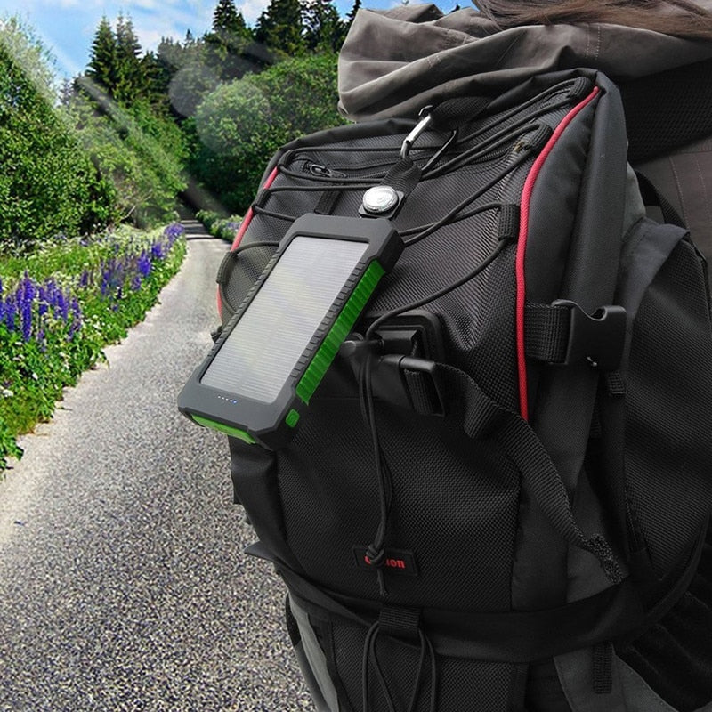 For Smartphone with LED Light Solar Power Bank Waterproof 20000mAh Charger 2 USB Ports External Charger Powerbank - V.I.P Digital Presence