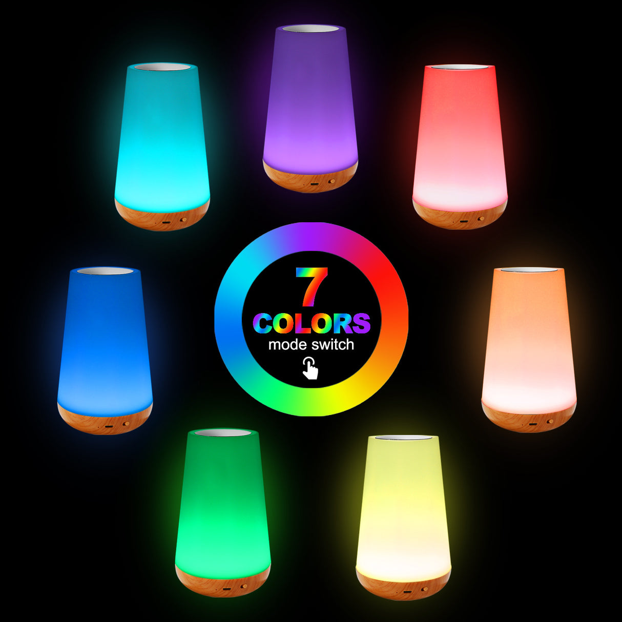 Wood grain remote control touch night light creative pat table lamp bedroom bedside lamp rainbow atmosphere light - V.I.P Digital Presence
