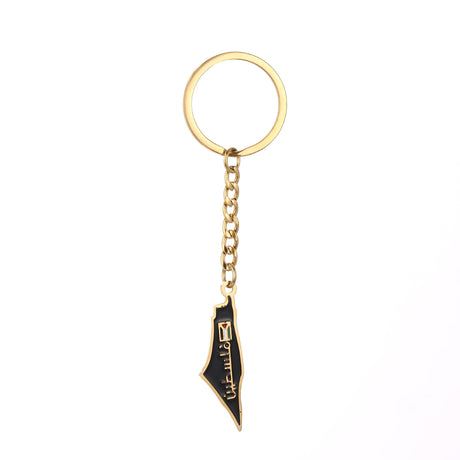 Israel Palestine Map Flag Drip Oil Stainless Steel Keychain Fashion Men's and Women's Stainless Steel Keys - V.I.P Digital Presence