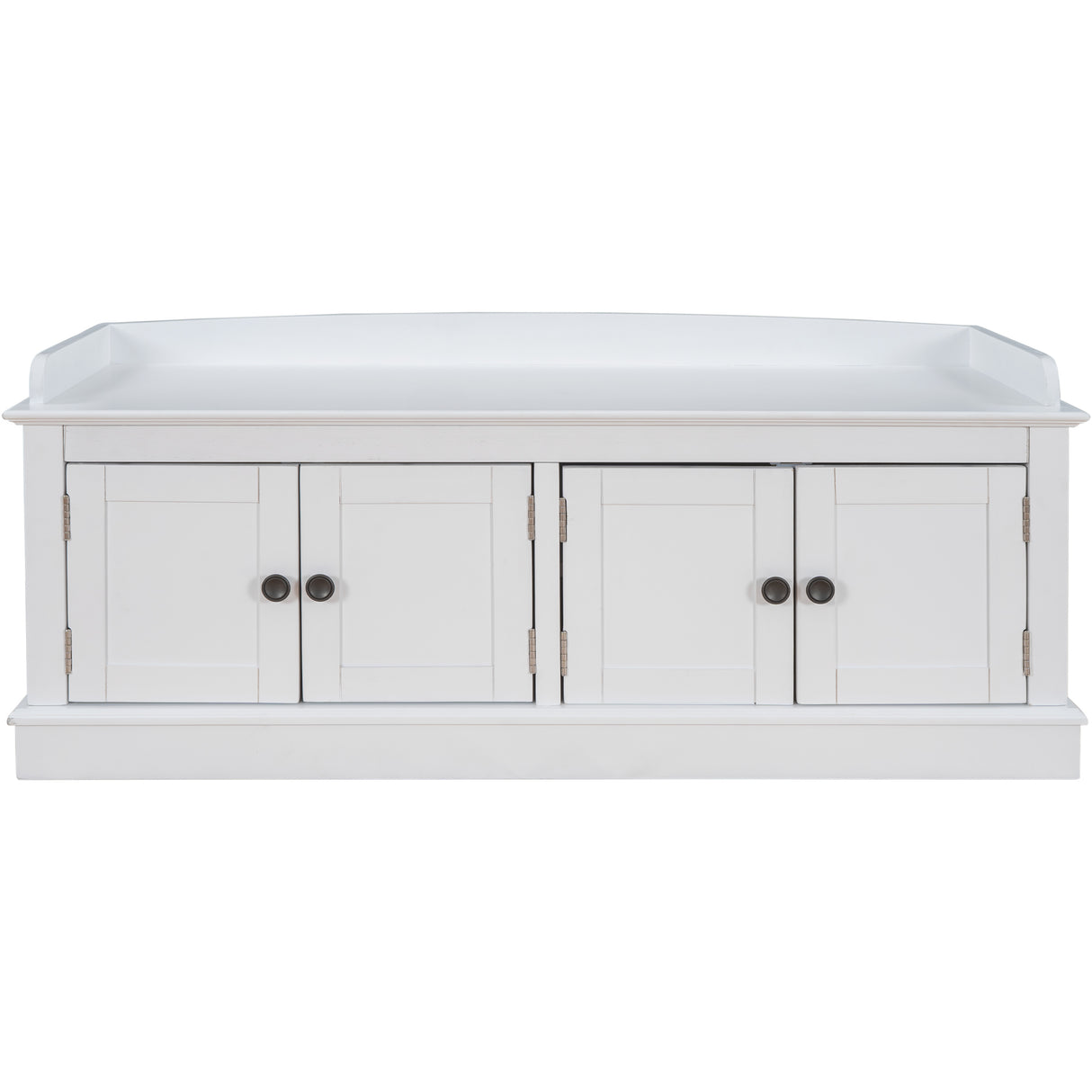TREXM storage table with 4 adjustable doors and shelves, detachable padded shoe stand (white) - V.I.P Digital Presence
