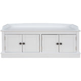 TREXM storage table with 4 adjustable doors and shelves, detachable padded shoe stand (white) - V.I.P Digital Presence