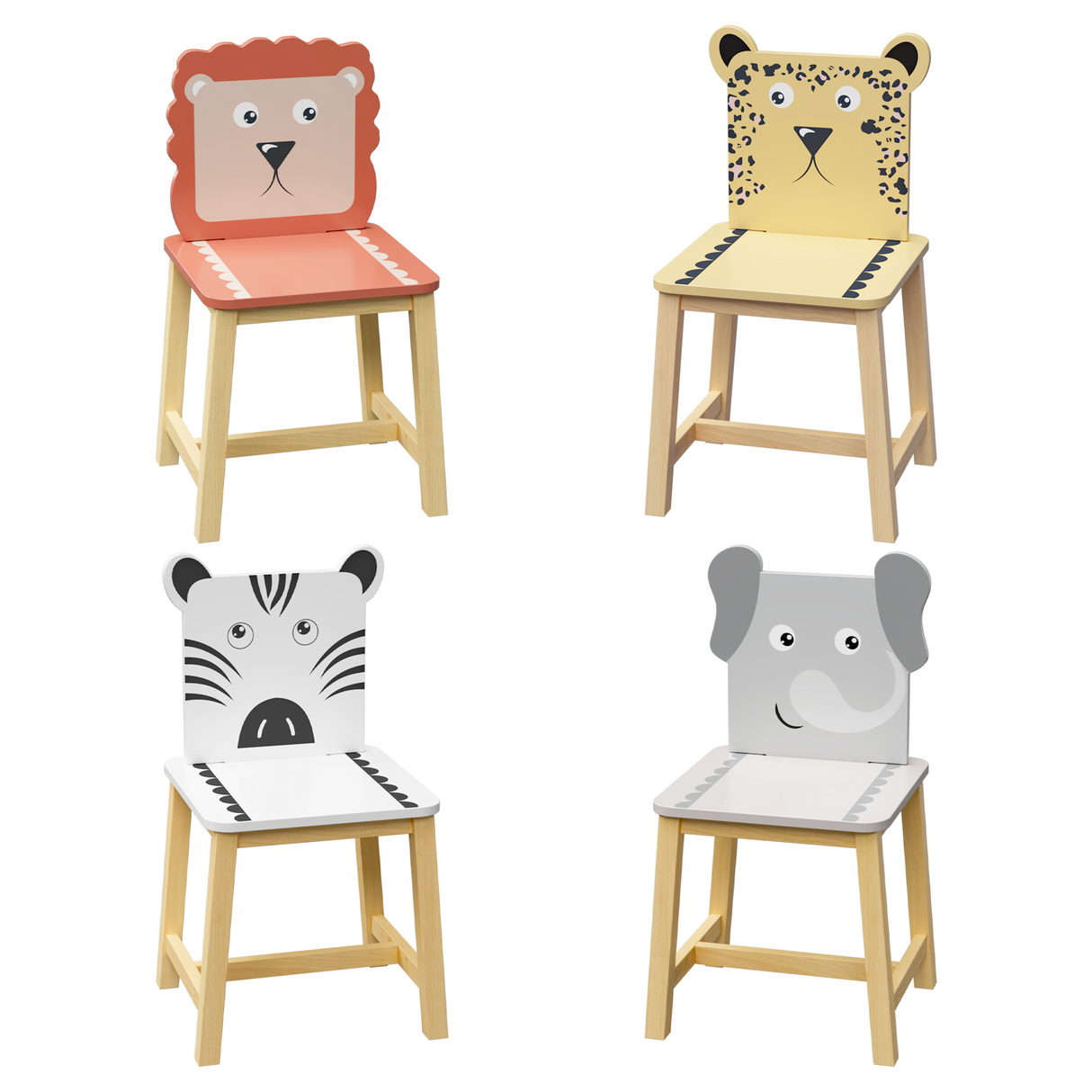5 Piece Kiddy Table and Chair Set  Kids Wood Table with 4 Chairs Set Cartoon Animals (bigger table) (3-8 years old) - V.I.P Digital Presence