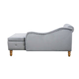 Grey Chaise Lounge Indoor Velvet Lounge Chair for Bedroom with Storage & Pillow Modern Upholstered Rolled Arm Chase Lounge - V.I.P Digital Presence