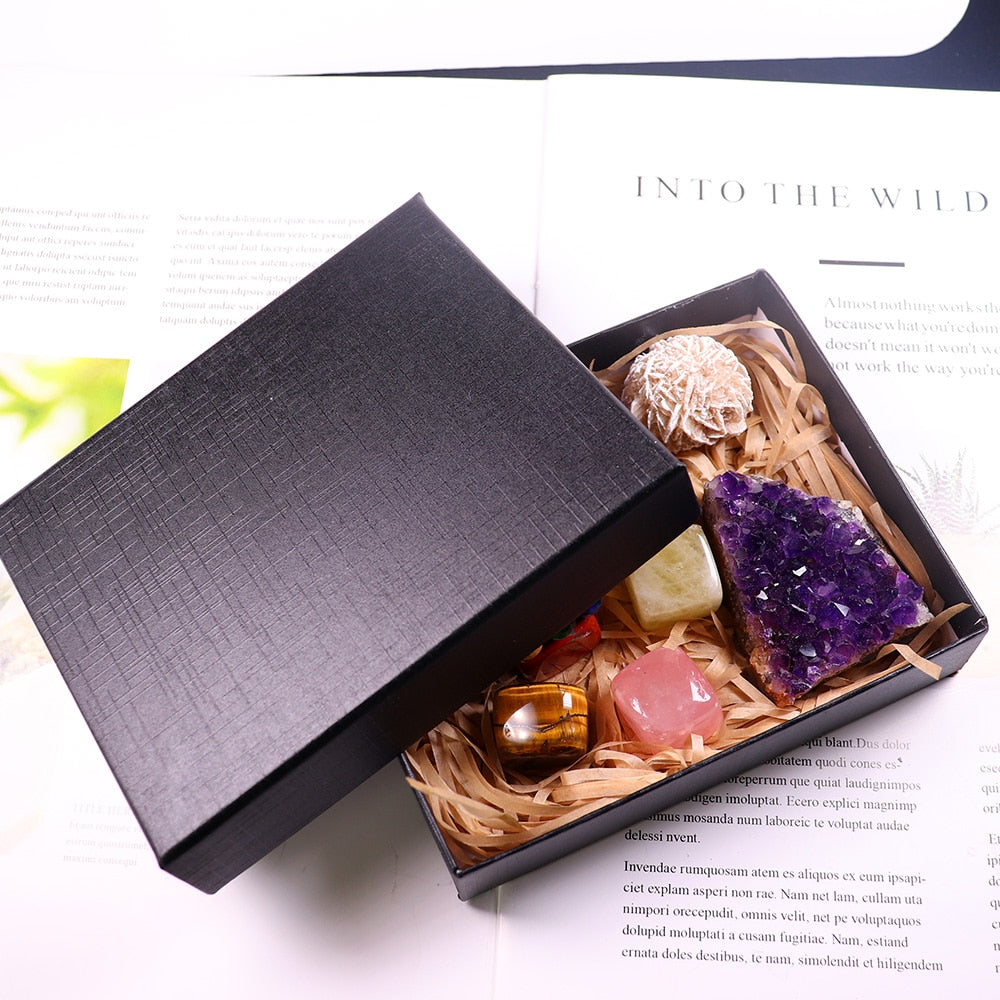 Natural crystal quartz Seven Chakra Healing gemstone crystal original stone mineral specimen box Collection - V.I.P Digital Presence