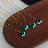 Two tone weight glazed design heart pendant titanium steel gold-plated necklace - V.I.P Digital Presence