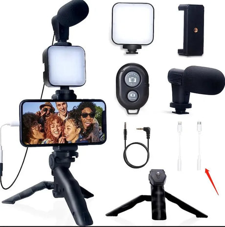 Vlogging kit for mobile phone tripod 36 led fill light and mini microphone for live stream, video TikTok YouTube - V.I.P Digital Presence