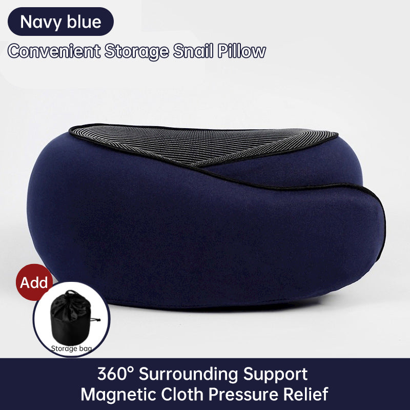 Travel Neck Pillow Memory Foam U-shaped Pillow Snail Style Travel Neck Support Portable Adjustable Soft Noon Break Sleep Pillows - V.I.P Digital Presence
