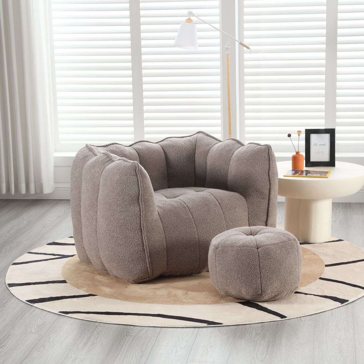 Soft Bean Bag Chair with High Resilient Foam(Chips)for living room and bedroom,Comfortable Square Lazy Sofa with Footstool - V.I.P Digital Presence