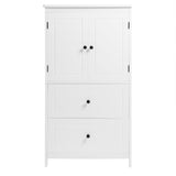 Bathroom Storage Cabinet, Cabinet with Two Doors and Drawers, Adjustable Shelf, MDF Board, White - V.I.P Digital Presence