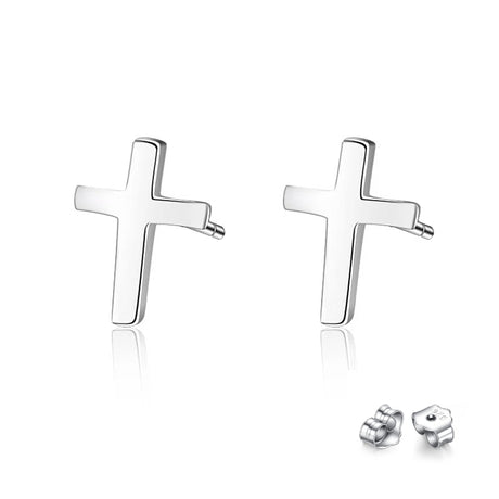 S925 sterling silver earrings fashionable earrings for women smooth cross earrings - V.I.P Digital Presence