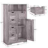 5 Drawers Storage Cabinet with Adjustable Shelves, Bathroom Cabinet with Doors, Floor Cabinet for Living Room Grey - V.I.P Digital Presence