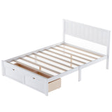 Full Size Platform Bed with Under-bed Drawers White - V.I.P Digital Presence