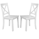 Orisfur 5 Pieces Dining Table and Chairs Set for 4 Persons Kitchen Room Solid Wood Table with 4 Chairs MDF + White + Solid Wood