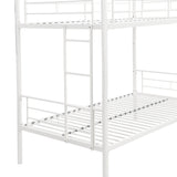 Twin metal bunk beds, metal structure bed frame with safety guardrails and 2 ladders, convertible bunk beds, white - V.I.P Digital Presence