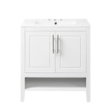 30" Bathroom Vanity with Sink  Multi-functional Bathroom Cabinet with Doors and Drawers Solid Frame and MDF Board, White - V.I.P Digital Presence