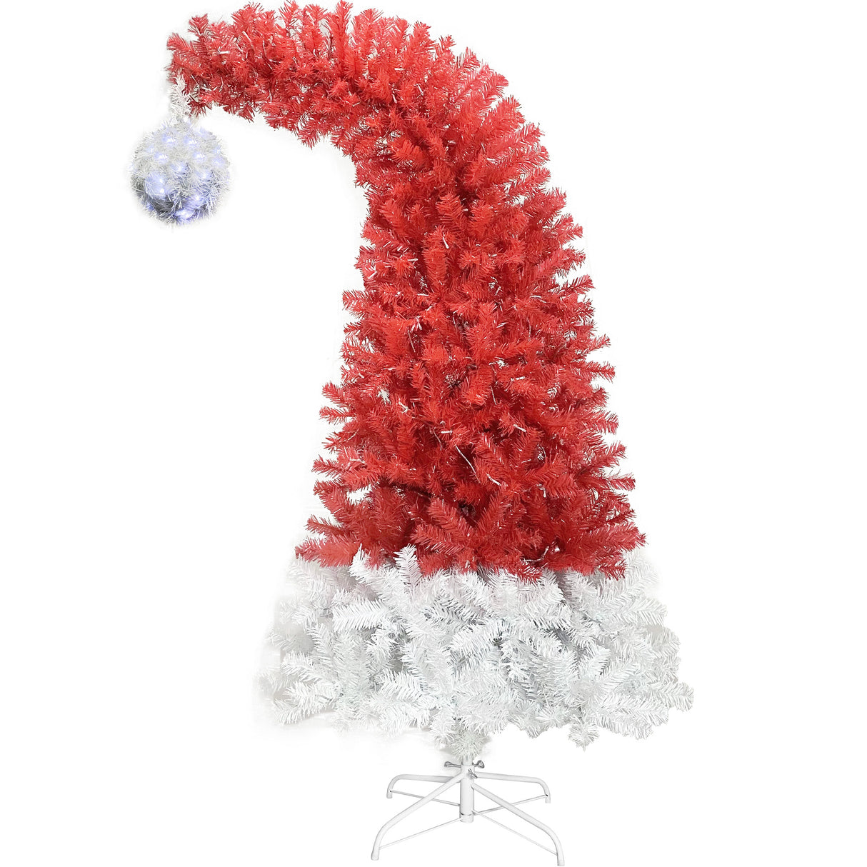 6FT hinge fir artificial fir curved top Christmas tree, bendable, 1250 lush branch hints, 300 LED Christmas lights - V.I.P Digital Presence