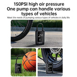 150PSI Rechargeable Electric Tire Pump with Light & LCD: for cars, bikes - V.I.P Digital Presence