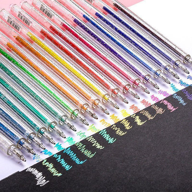Drawing Doodling Scrapbook Journaling fluorescent Sparkle Gel Pen Neon Glitter Pens Fine Tip Art Markers Glittering Pen Set - V.I.P Digital Presence