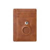 AirTag multi-card slot Apple tracker anti-lost protective cover card bag anti-theft brush Crazy Horse PU leather RFID bag - V.I.P Digital Presence