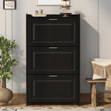 U-Can Shoe Storage Cabinet for Entryway with 3 Flip Drawers, Modern Shoe Organizer Cabinet, Free Standing Shoe Rack Black - V.I.P Digital Presence