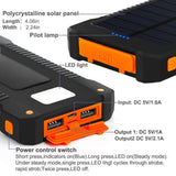 For Smartphone with LED Light Solar Power Bank Waterproof 20000mAh Charger 2 USB Ports External Charger Powerbank - V.I.P Digital Presence