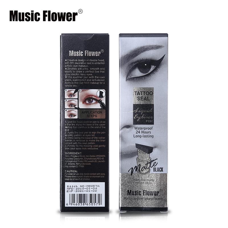 Music Flower Brand Eyes Makeup Tattoo Seal Liquid Eyeliner Pen Waterproof Matte Black Stamp Wanton Eye Liners 24HR Long-lasting - V.I.P Digital Presence