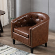 PU Leather Tufted Barrel ChairTub Chair for Living Room Bedroom Club Chairs - V.I.P Digital Presence