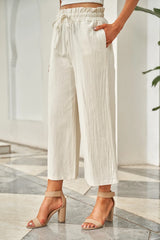 Drawstring Paperbag Waist Wide Leg Pants - V.I.P Digital Presence