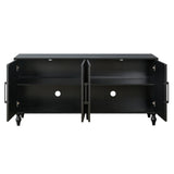 Carved Flower Door Large Storage Cabinet With Metal Handle Suitable For Living Room, Kitchen, Entryway(BLACK) - V.I.P Digital Presence