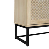 Rattan 4-Door Sideboard , Sideboard Buffet Storage Cabinet,Accent Storage Cabinet , Large Cabinet With 4 Rattan Decorated Doors - V.I.P Digital Presence