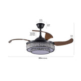 Modern LED retractable ceiling fan with lighting and remote control, silent reversible motor, 4-blade modern ceiling fan - V.I.P Digital Presence