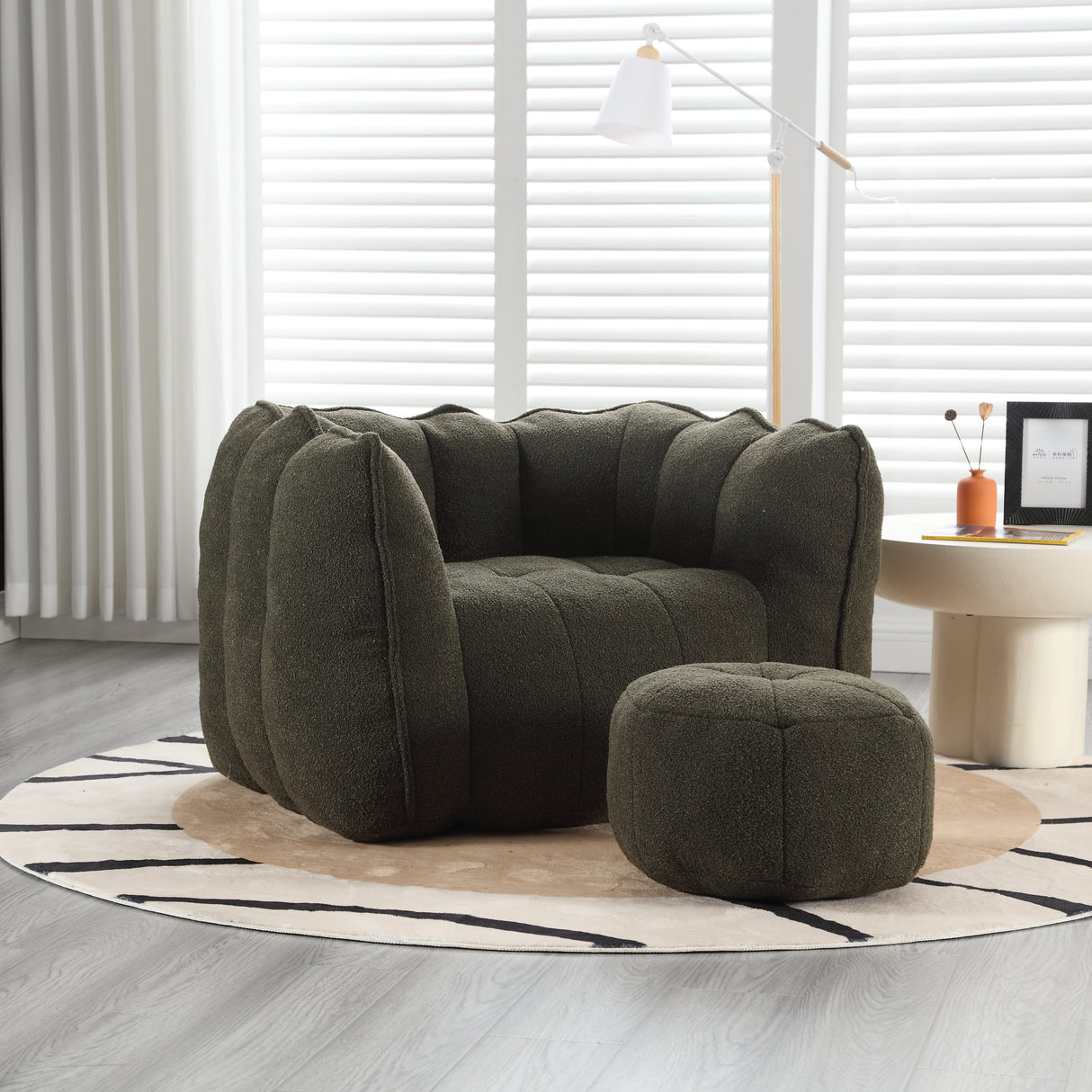 Soft Bean Bag Chair with High Resilient Foam(Chips)for living room and bedroom,Comfortable Square Lazy Sofa with Footstool - V.I.P Digital Presence