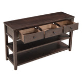 Retro Design Console Table with Two Open Shelves, Pine Solid Wood Frame and Legs for Living Room (Espresso) - V.I.P Digital Presence