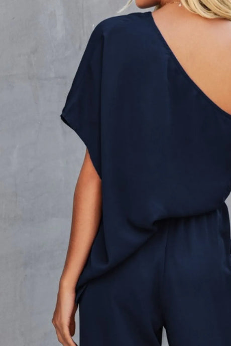 Single Shoulder Short Sleeve Jumpsuit - V.I.P Digital Presence