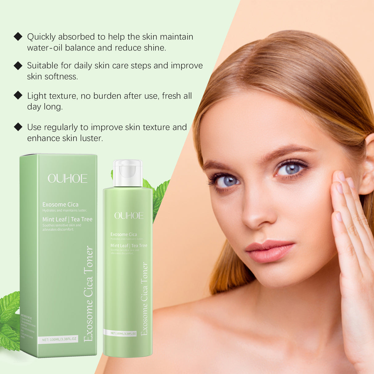 Loción limpiadora facial hidratante, calmante, reparadora y humectante diaria Centella Toner