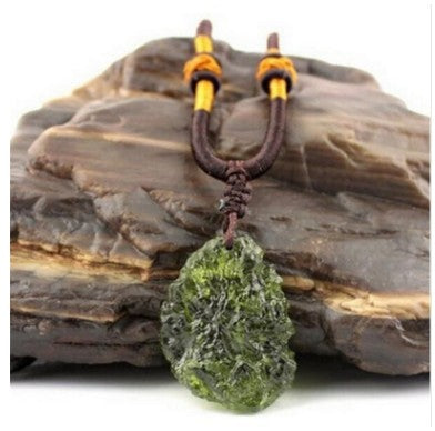1Pcs Natural Czech meteorite pendant rough green meteorite jewelry necklace fine crystal gravel - V.I.P Digital Presence