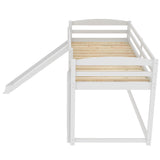 Twin over Twin Bunk Bed with Convertible Slide and Ladder   White